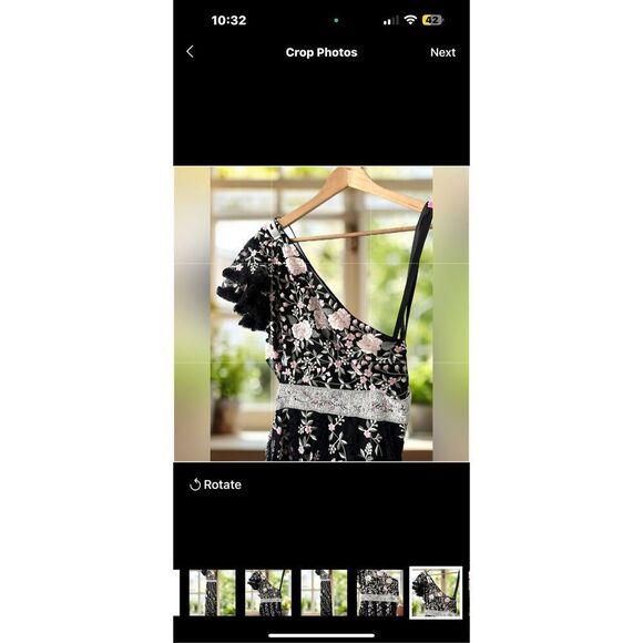 Mac Duggal Embroidered One Shoulder Gown Black Floral Lace up Dress NWT - Picture 16 of 16